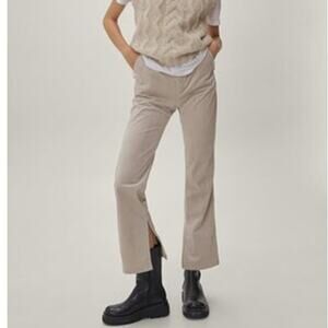 NEW Nasty Gal Paris Flare High Rise Corduroy Split Hem Pants Tan Womens Large